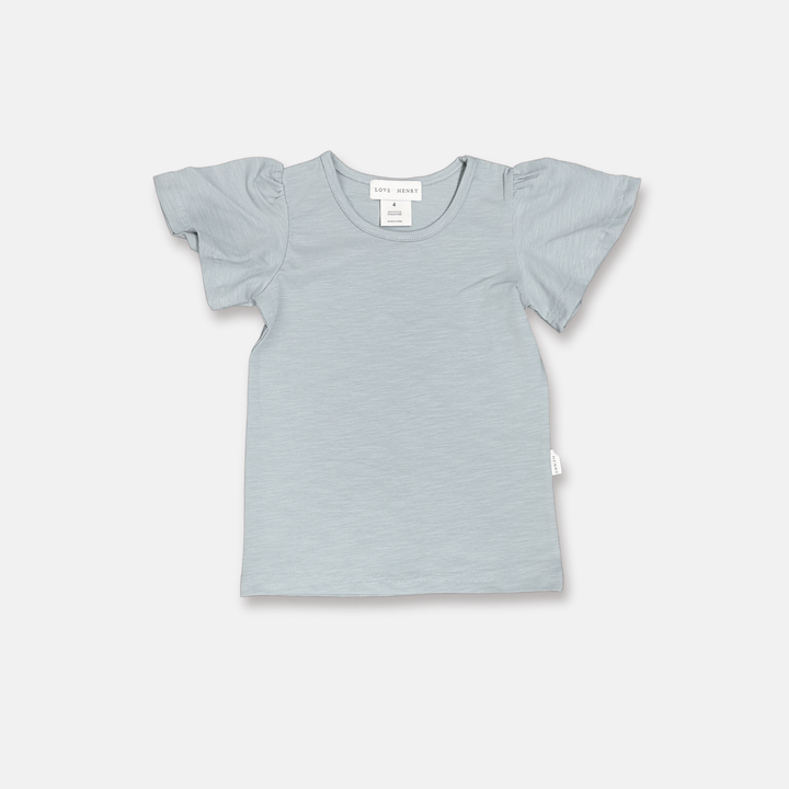 Love Henry Tops Girls Frill Sleeve Top - Blue