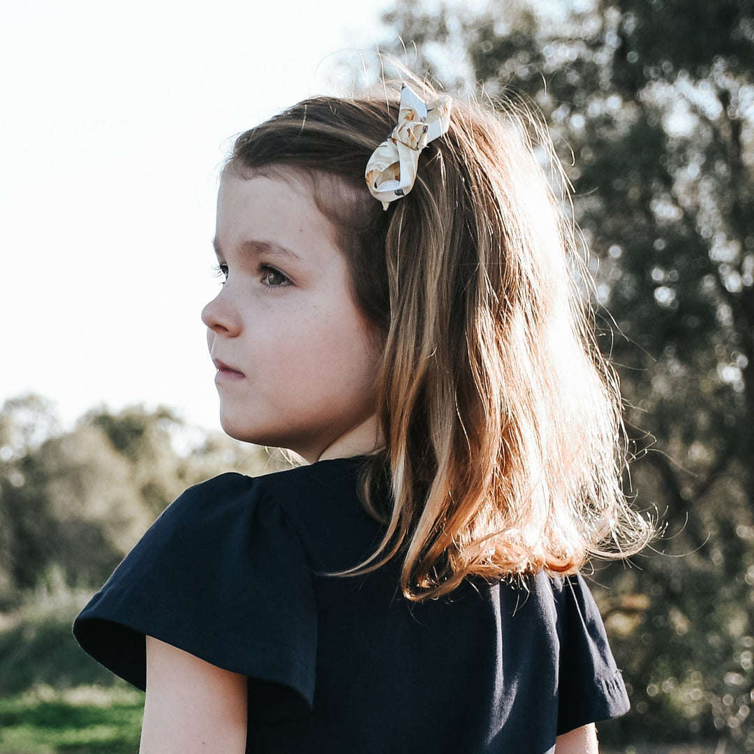 Love Henry Tops Girls Frill Sleeve Top - Navy