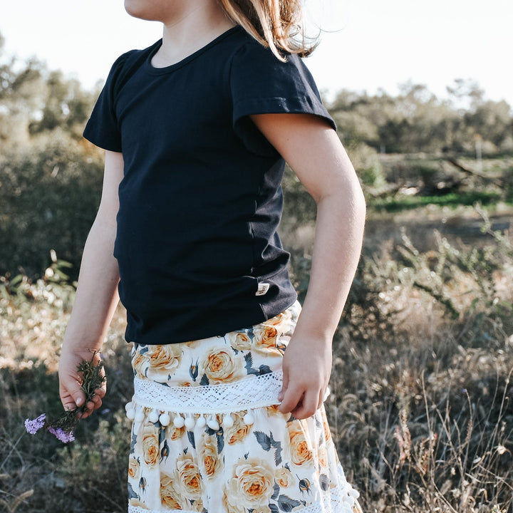 Love Henry Tops Girls Frill Sleeve Top - Navy