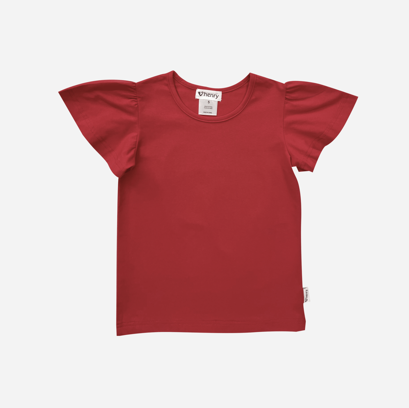 Love Henry Tops Girls Frill Sleeve Top - Red