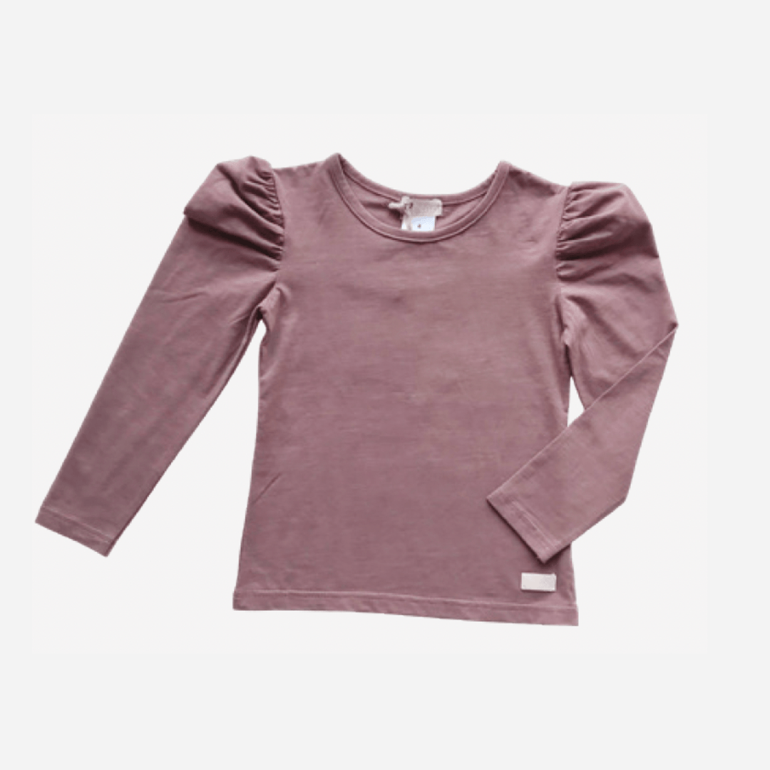 Love Henry Tops Girls Puff Sleeve Knit Top - Mauve