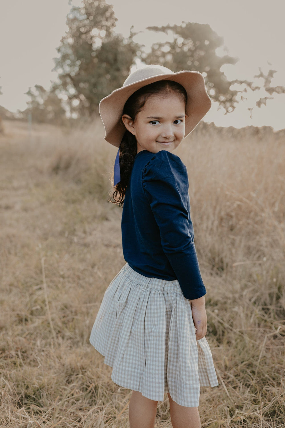 Love Henry Tops Girls Puff Sleeve Knit Top - Navy