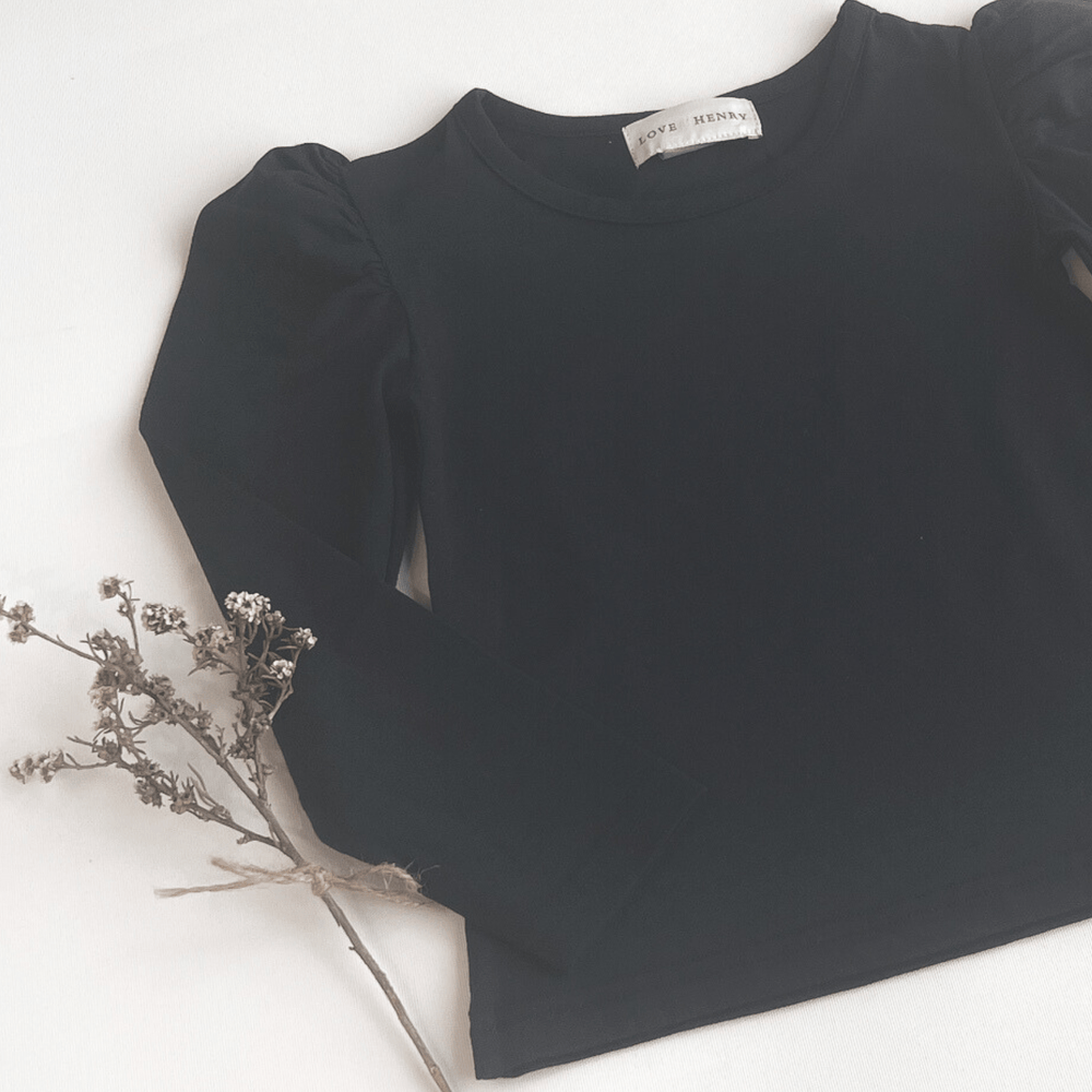 Love Henry Tops Girls Puff Sleeve Knit Top - Navy
