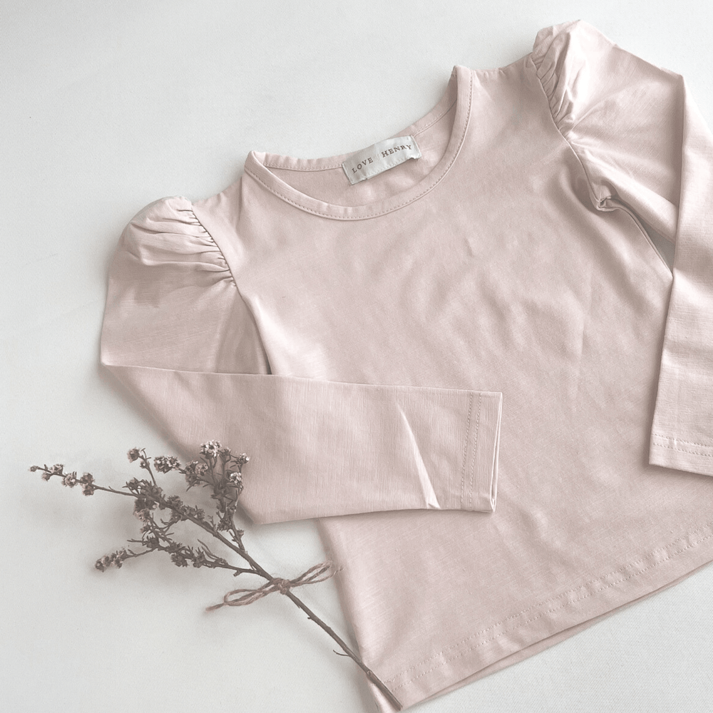Love Henry Tops Girls Puff Sleeve Knit Top - Pink