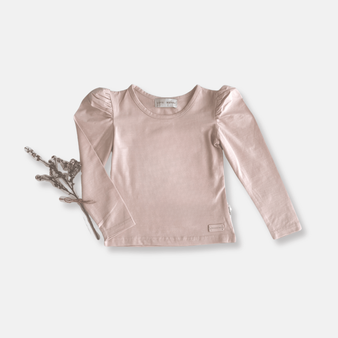 Love Henry Tops Girls Puff Sleeve Knit Top - Pink