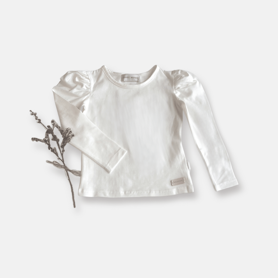 Love Henry Tops Girls Puff Sleeve Knit Top - White