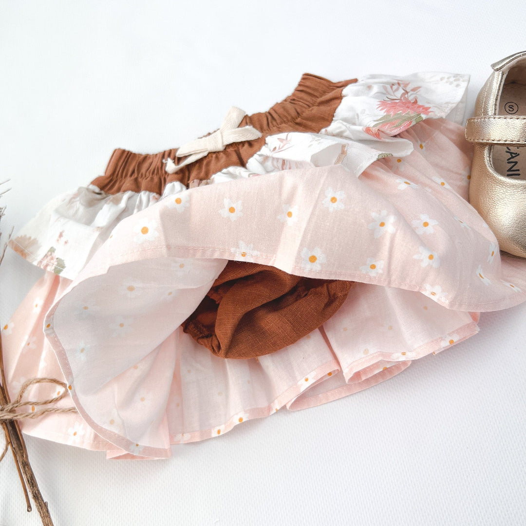 Love Henry Bottoms Baby Girls Frilly Pilcher Skirt - Sweet Chestnut