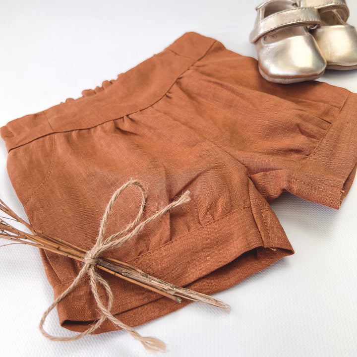Love Henry Bottoms Baby Girls Lucy Shorts - Bronze Linen