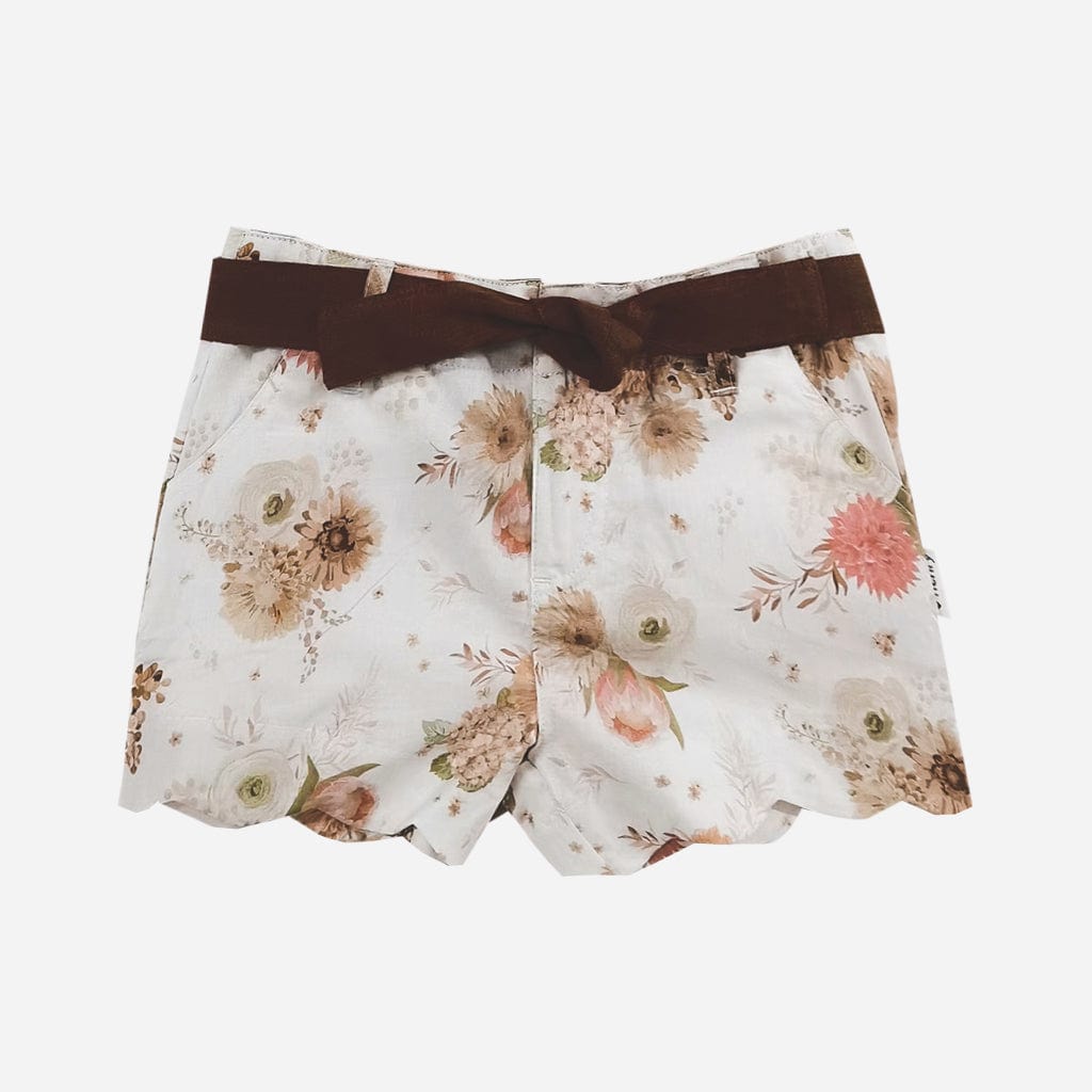Love Henry Bottoms Girls Scalloped Hem Shorts - Chestnut Floral