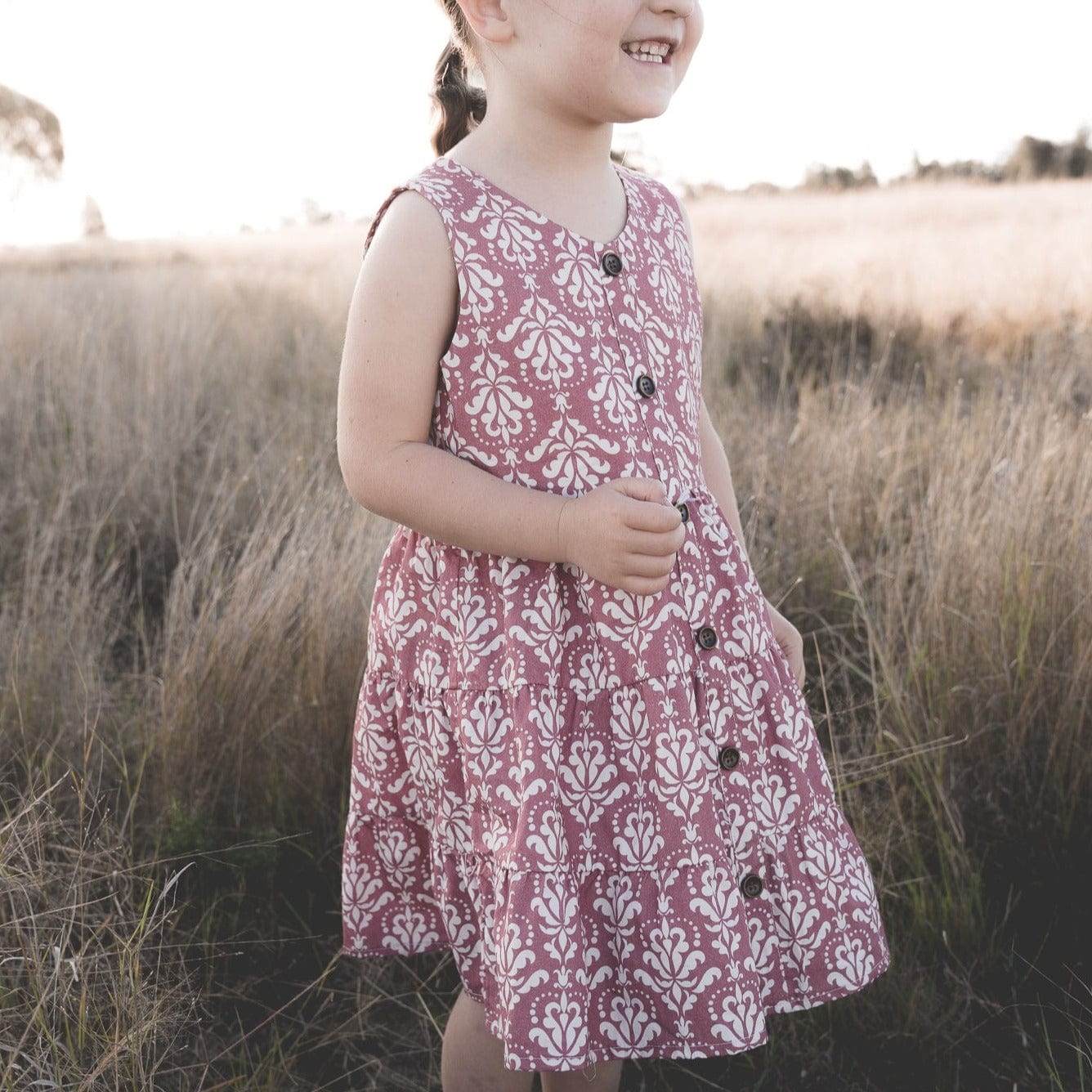 Love Henry Dresses Girls Alice Dress - Fushia Damask