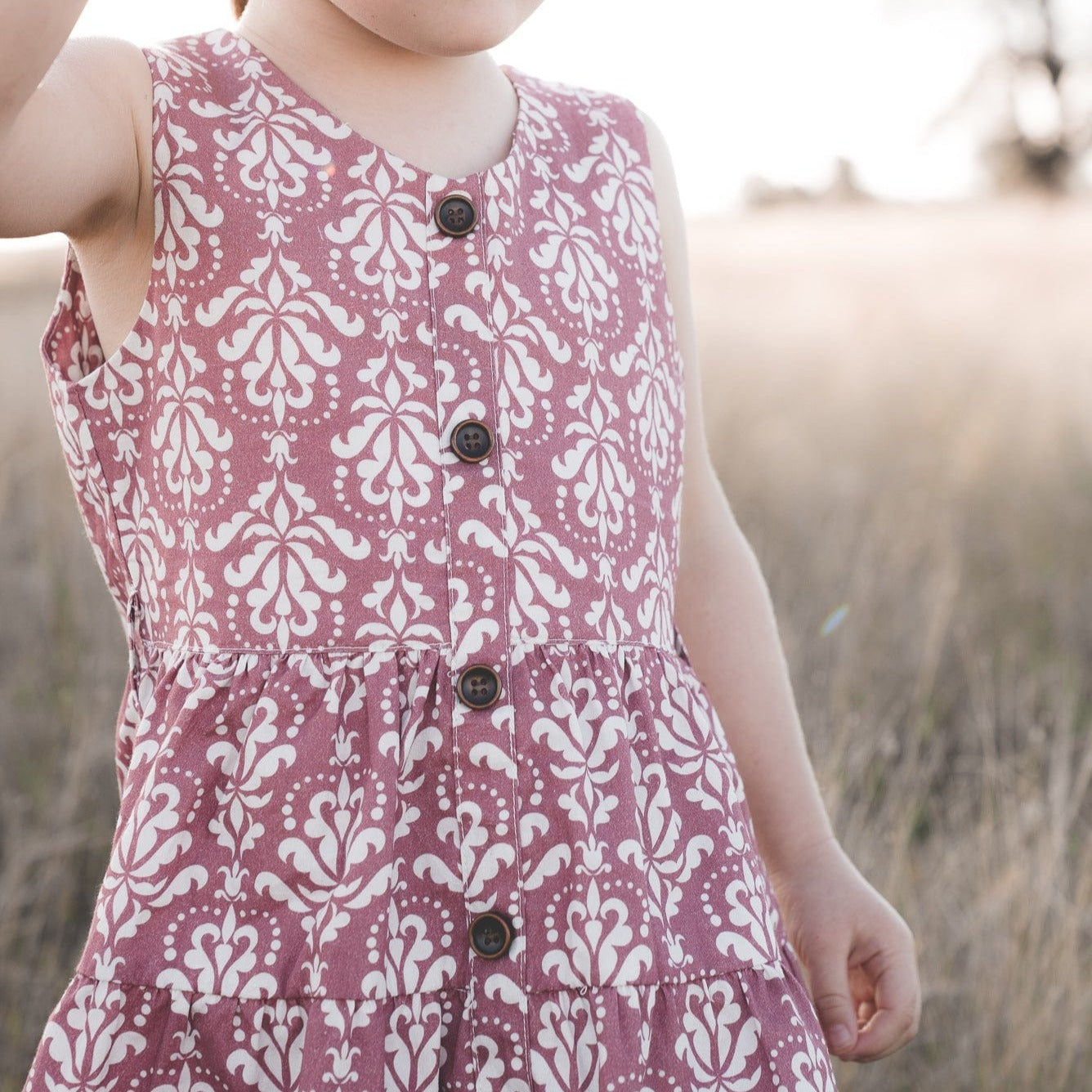 Love Henry Dresses Girls Alice Dress - Fushia Damask