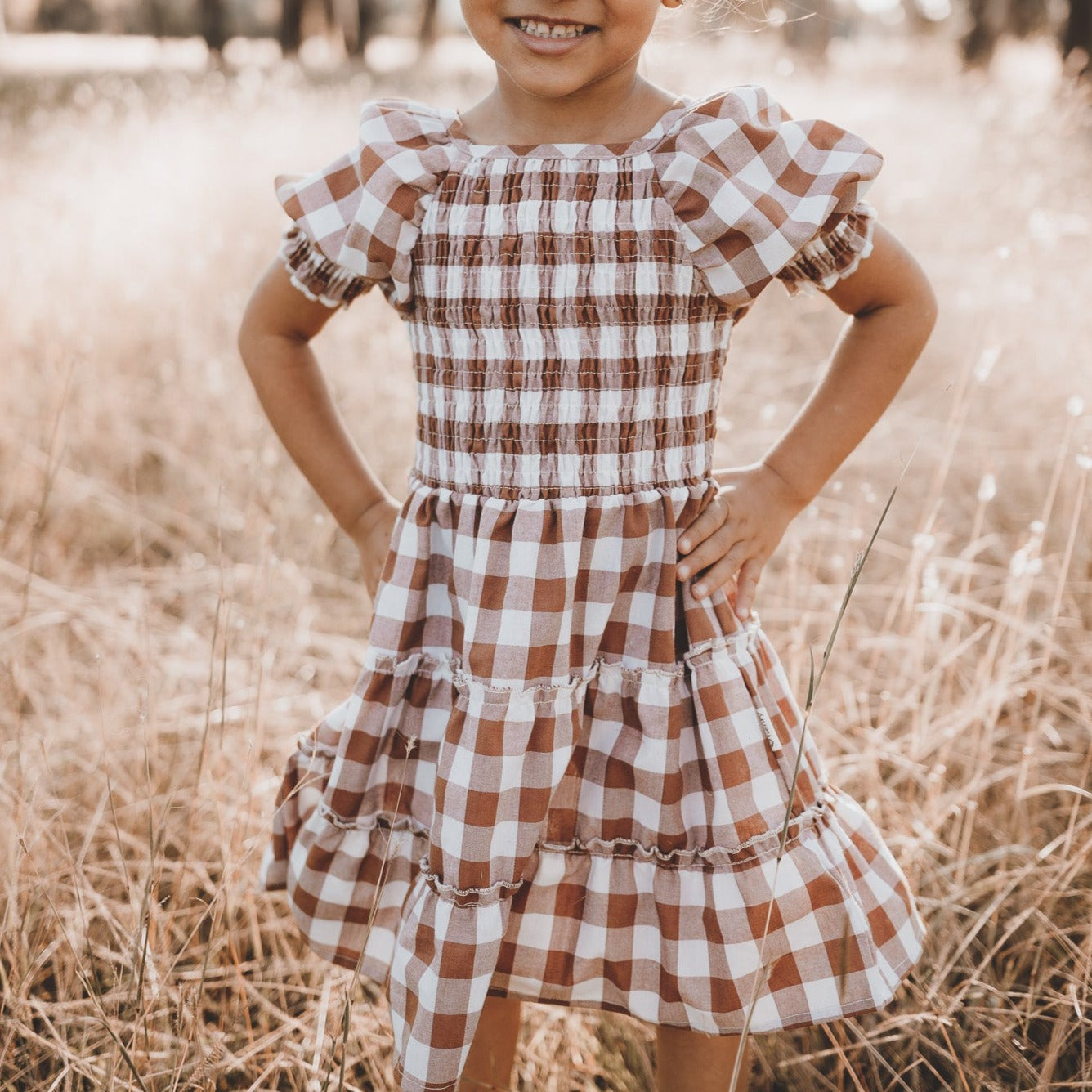 Love Henry Dresses Girls Daisy Dress - Bronze Check