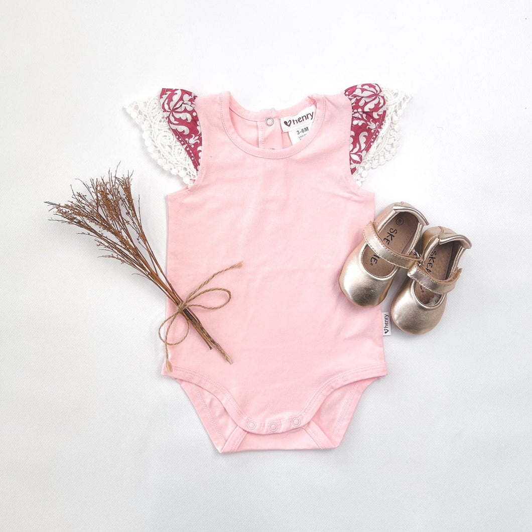 Love Henry Knit Onesie Baby Girls Knit Romper - Light Pink