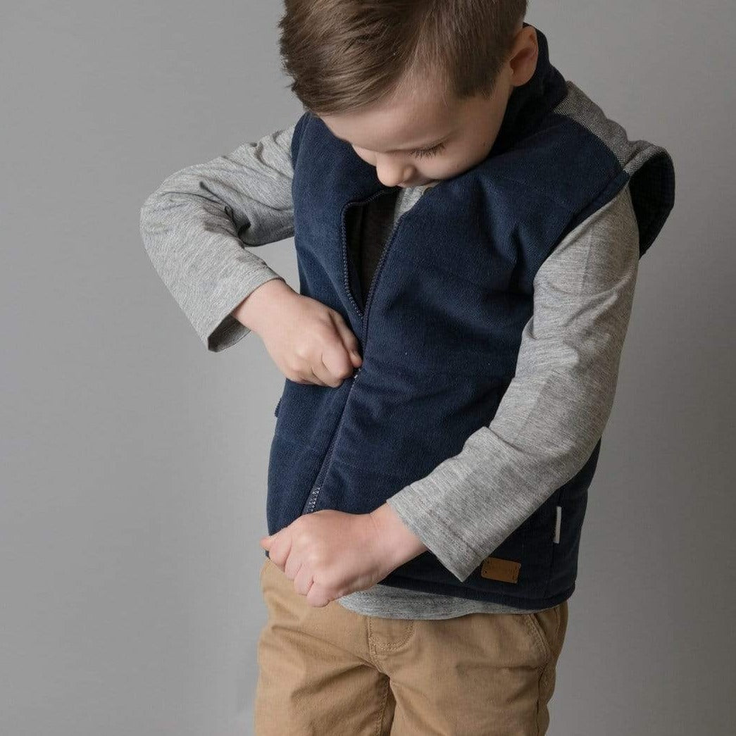 Love Henry Outerwear Boys Cooper Puffer Vest - Navy Cord