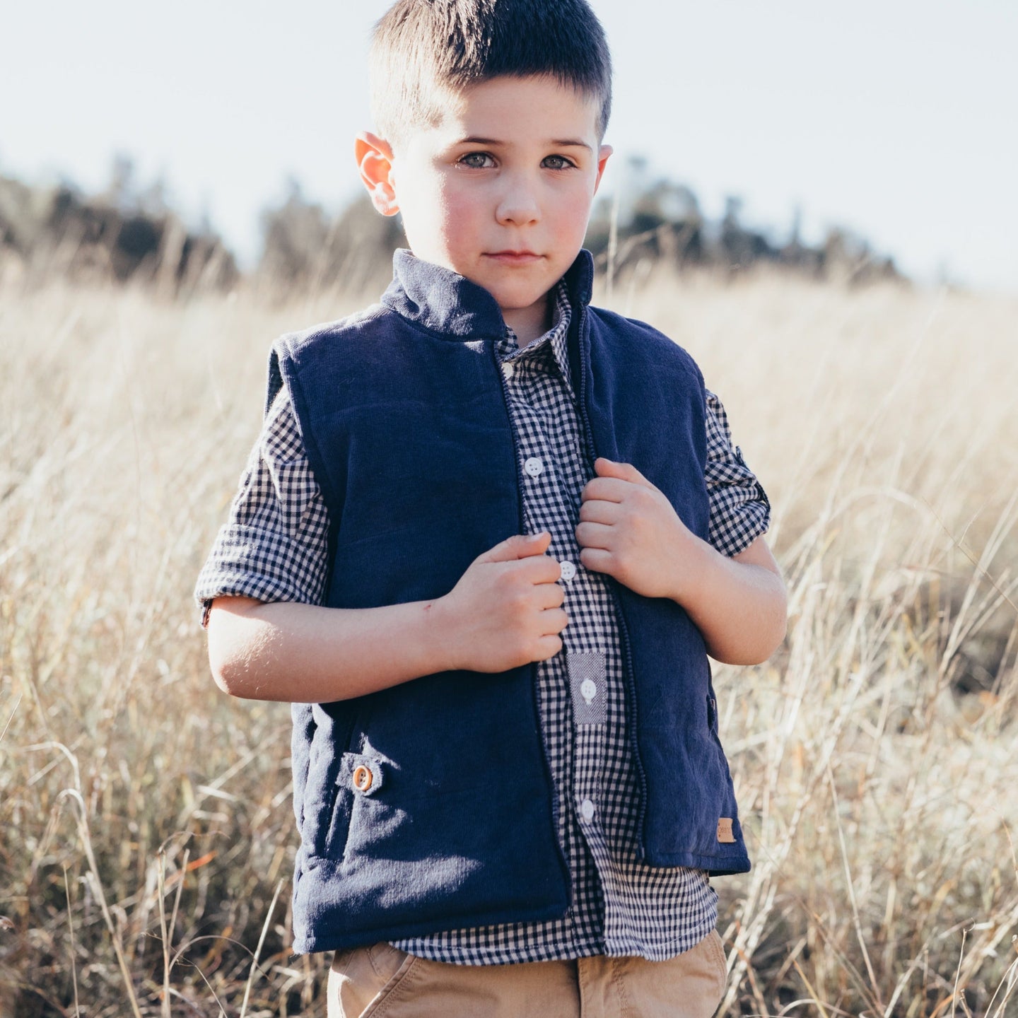 Love Henry Outerwear Boys Cooper Puffer Vest - Navy Cord