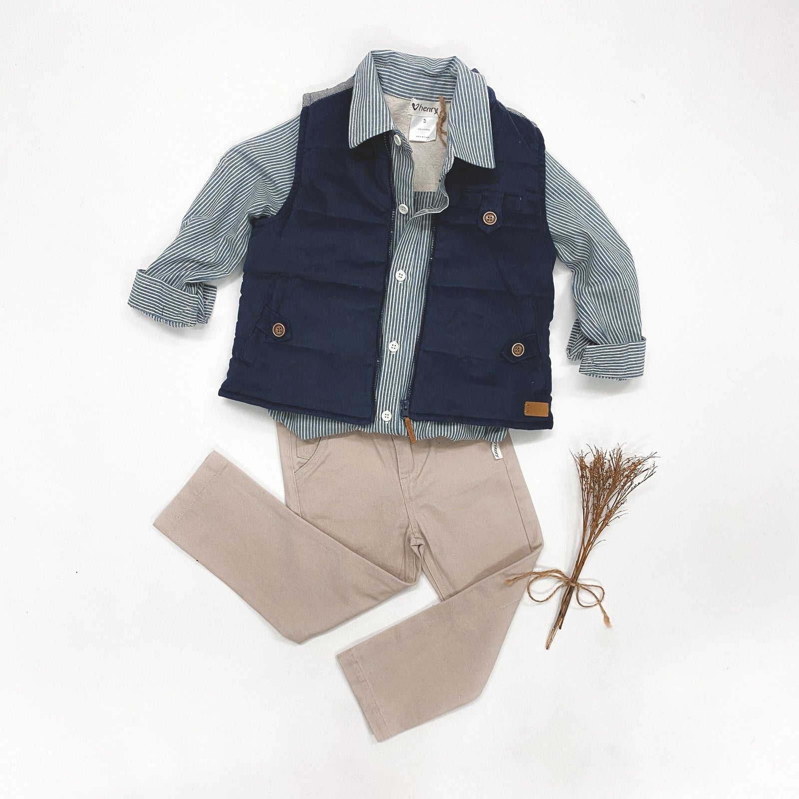 Love Henry Outerwear Boys Cooper Puffer Vest - Navy Cord