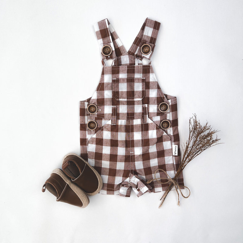 Baby Boys Ned Dungaree - Large Bronze Check