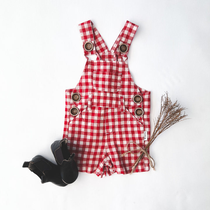 Love Henry Overalls Baby Boys Ned Dungaree - Large Red Check