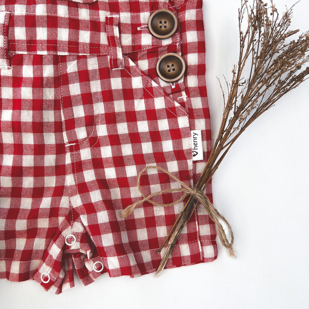 Love Henry Overalls Baby Boys Ned Dungaree - Large Red Check