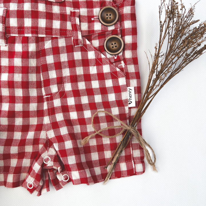Love Henry Overalls Baby Boys Ned Dungaree - Large Red Check