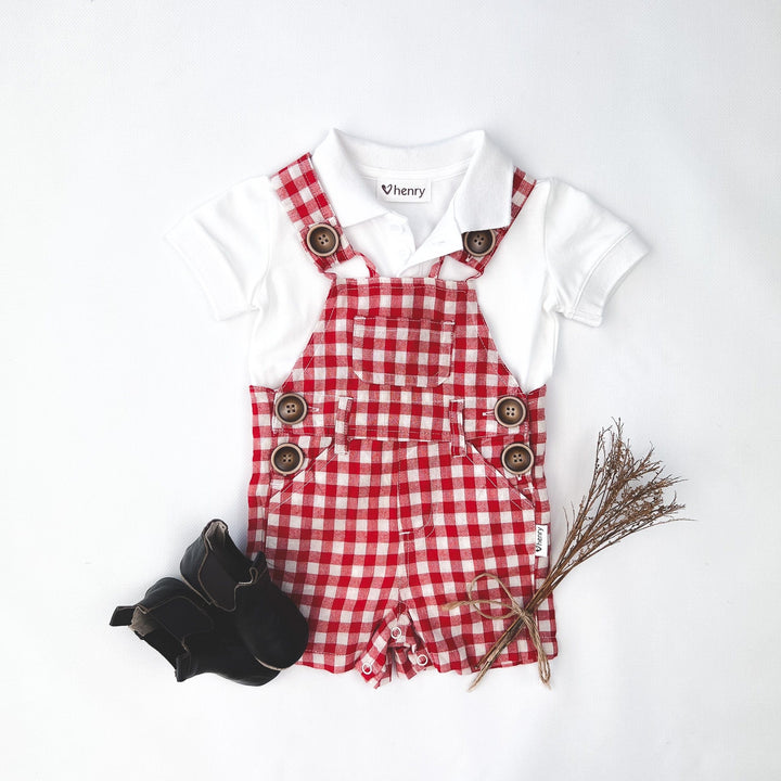Love Henry Overalls Baby Boys Ned Dungaree - Large Red Check