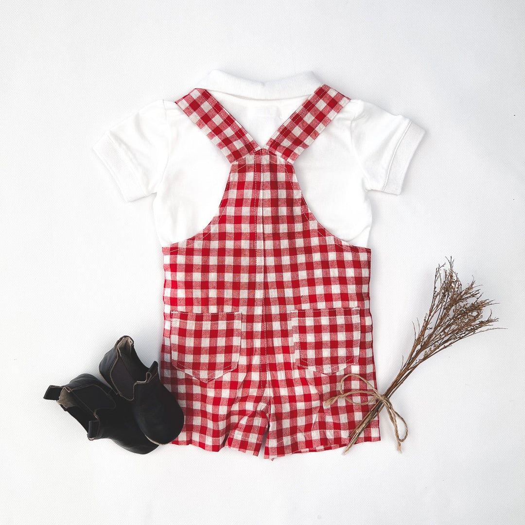 Love Henry Overalls Baby Boys Ned Dungaree - Large Red Check