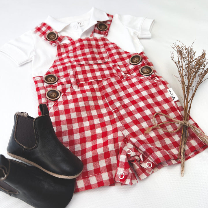 Love Henry Overalls Baby Boys Ned Dungaree - Large Red Check