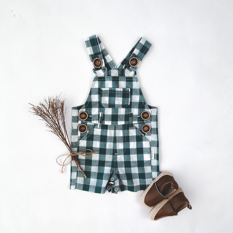 Baby Boys Ned Dungaree - Large Turquoise Check