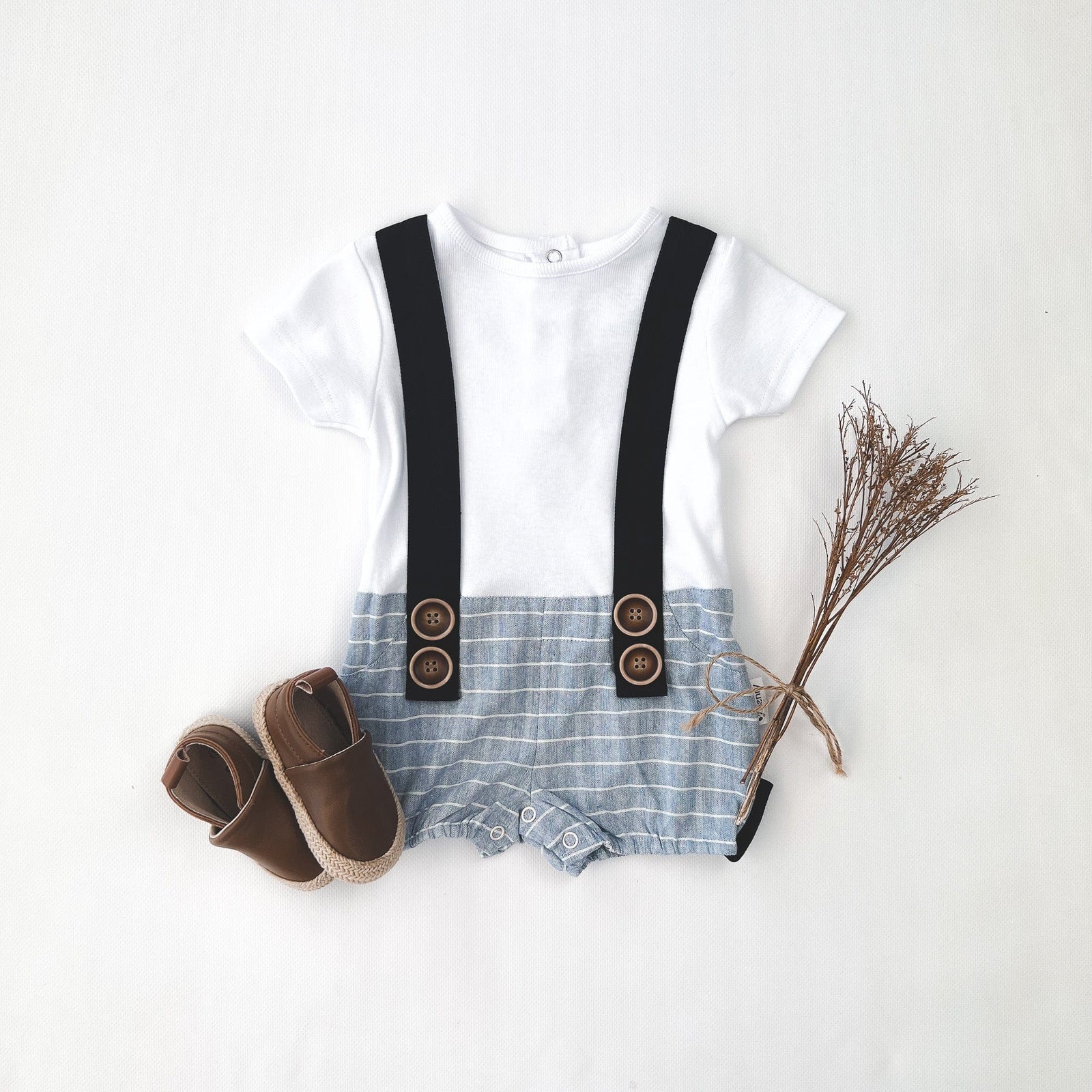Love Henry Playsuits Baby Boys Digby - Blue Stripe