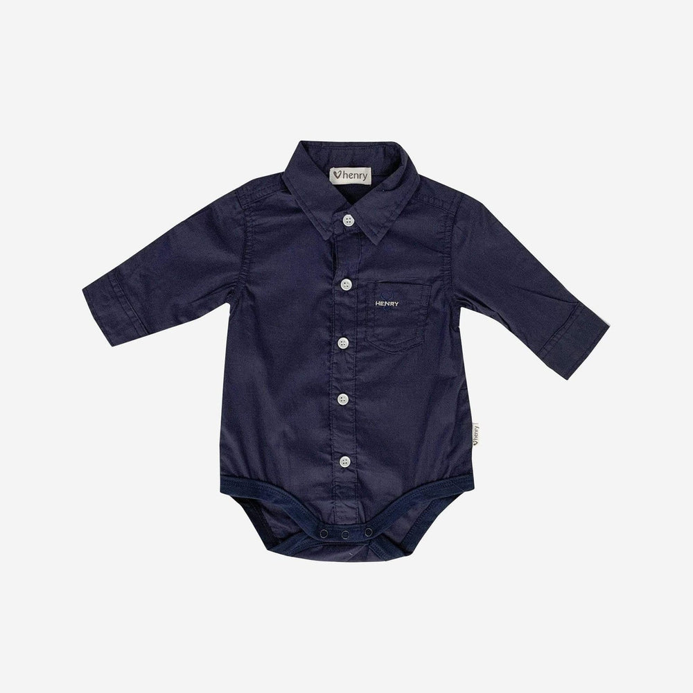 Love Henry Rompers Baby Boys Dress Shirt Romper - Navy