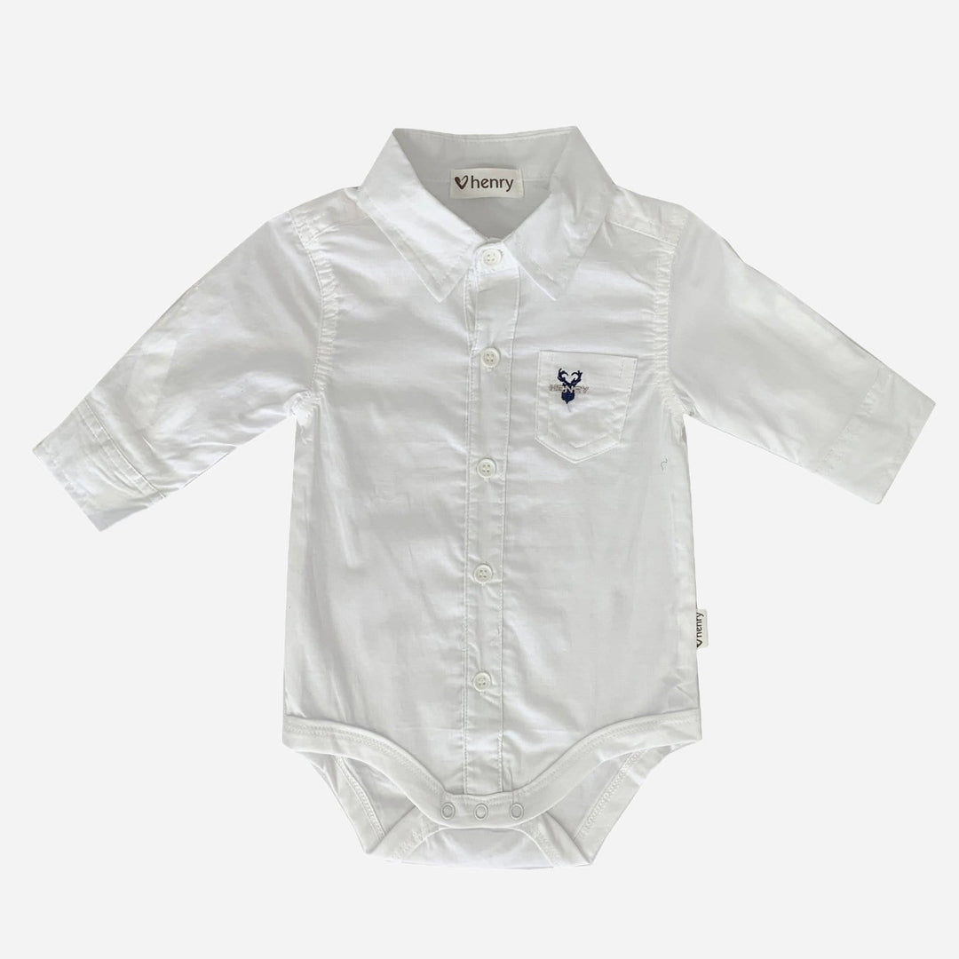 Love Henry Rompers Baby Boys Dress Shirt Romper - White