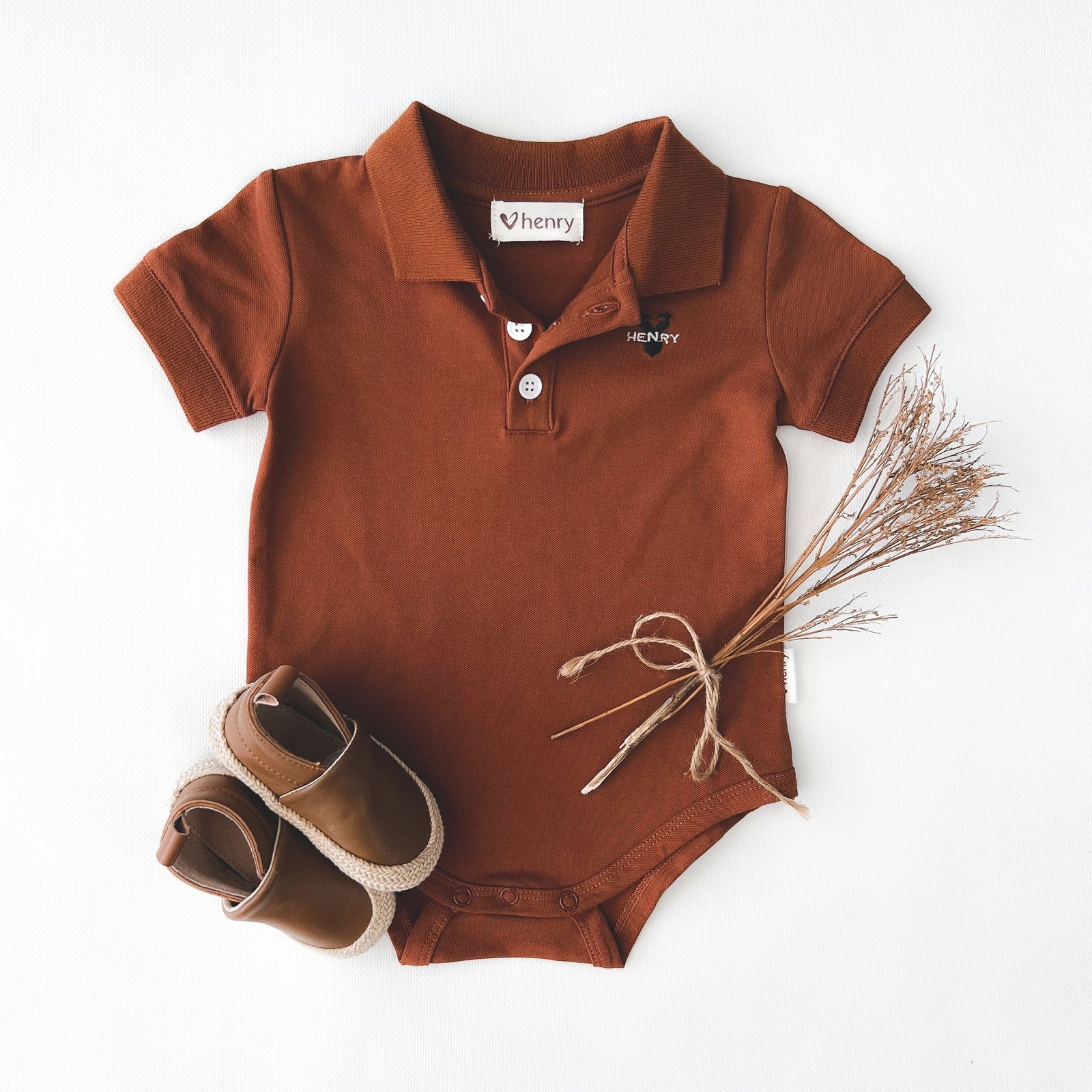 Love Henry Rompers Baby Boys Polo Romper - Bronze