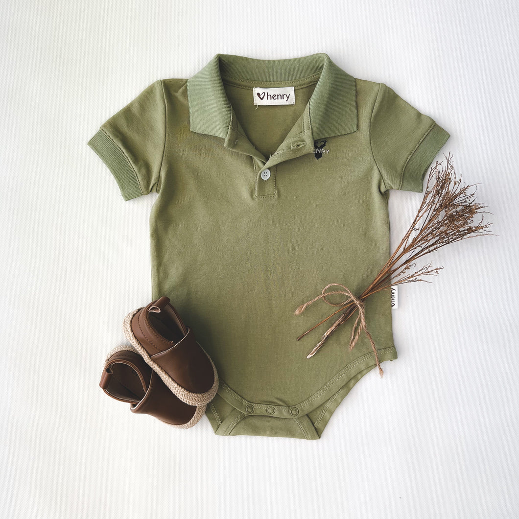 Love Henry Rompers Baby Boys Polo Romper - Green
