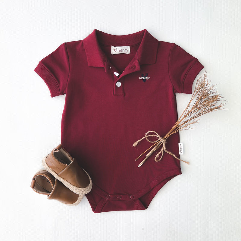Baby Boys Polo Romper - Red