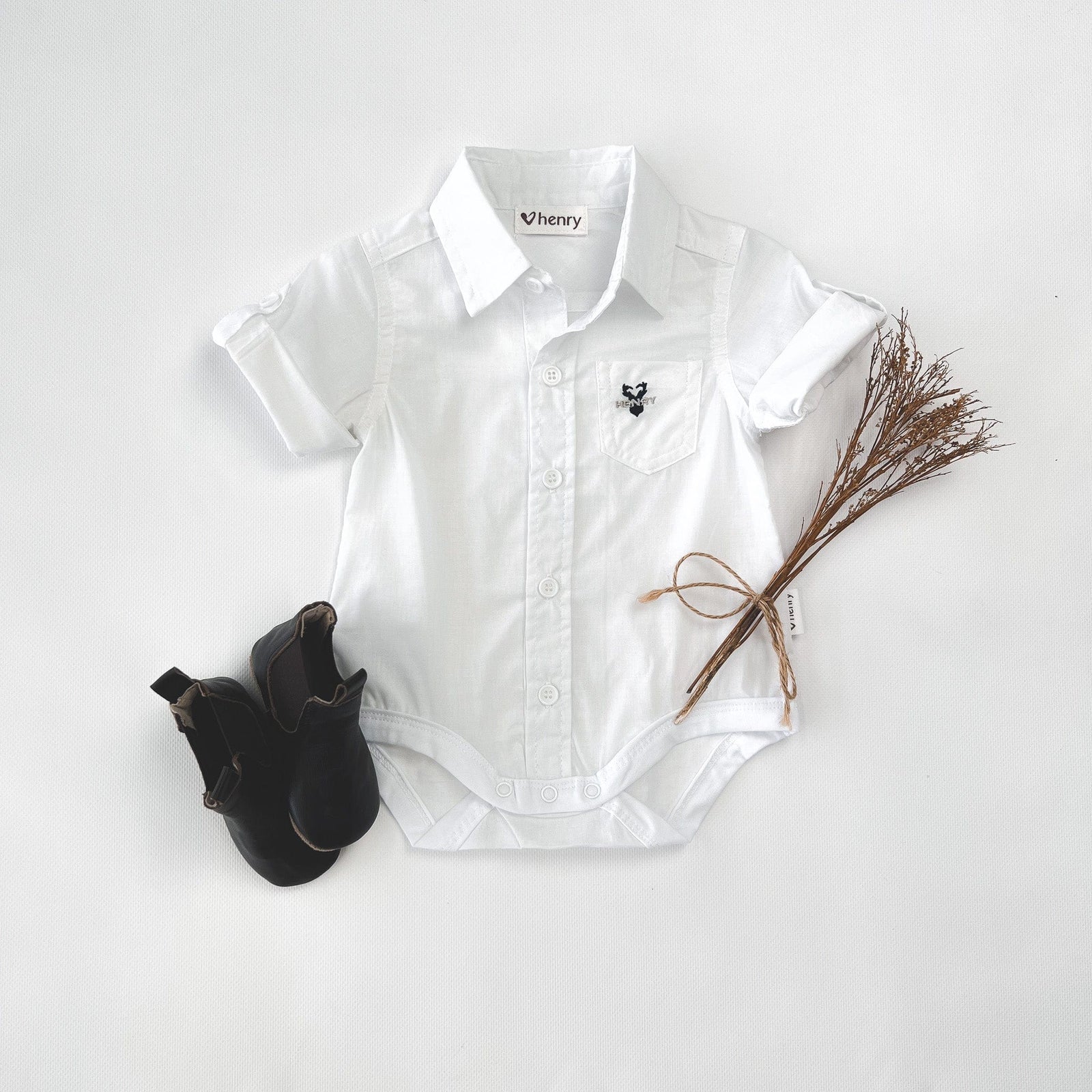 Baby Boys Dress Shirt Romper - Large Navy Check – Love Henry