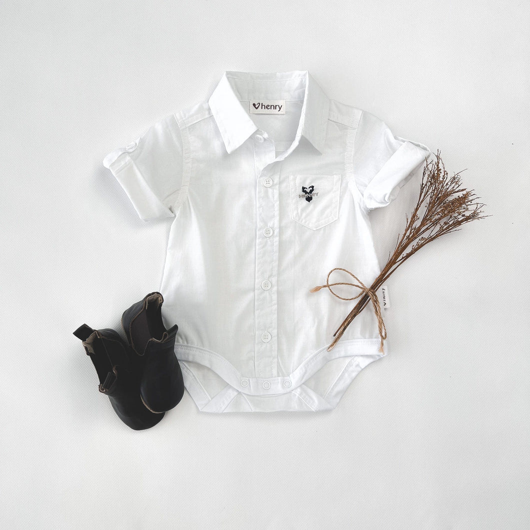 Love Henry Rompers Baby Boys Shirt Romper - White