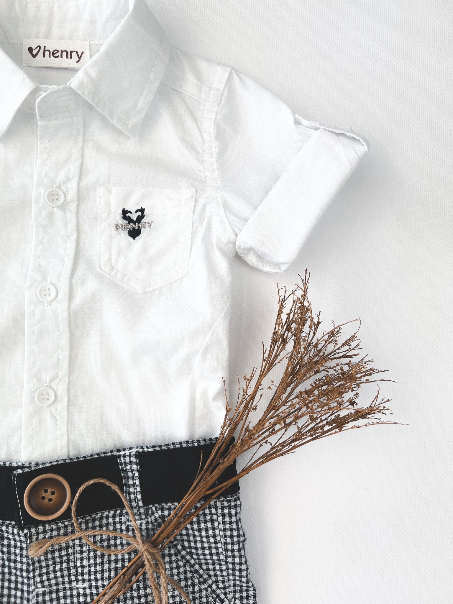 Love Henry Rompers Baby Boys Shirt Romper - White