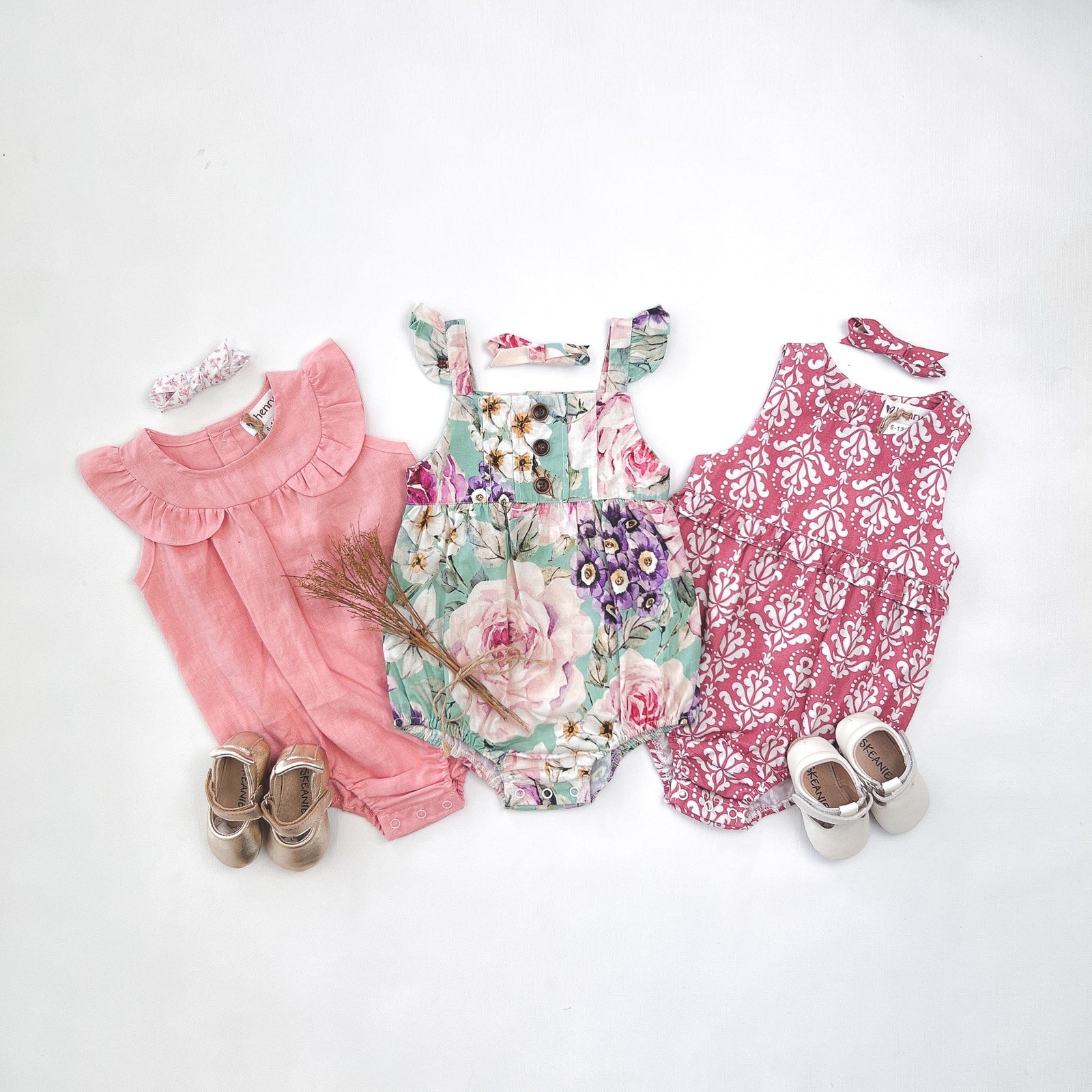 Love Henry Rompers Baby Girls Nora Playsuit - Fushia Damask
