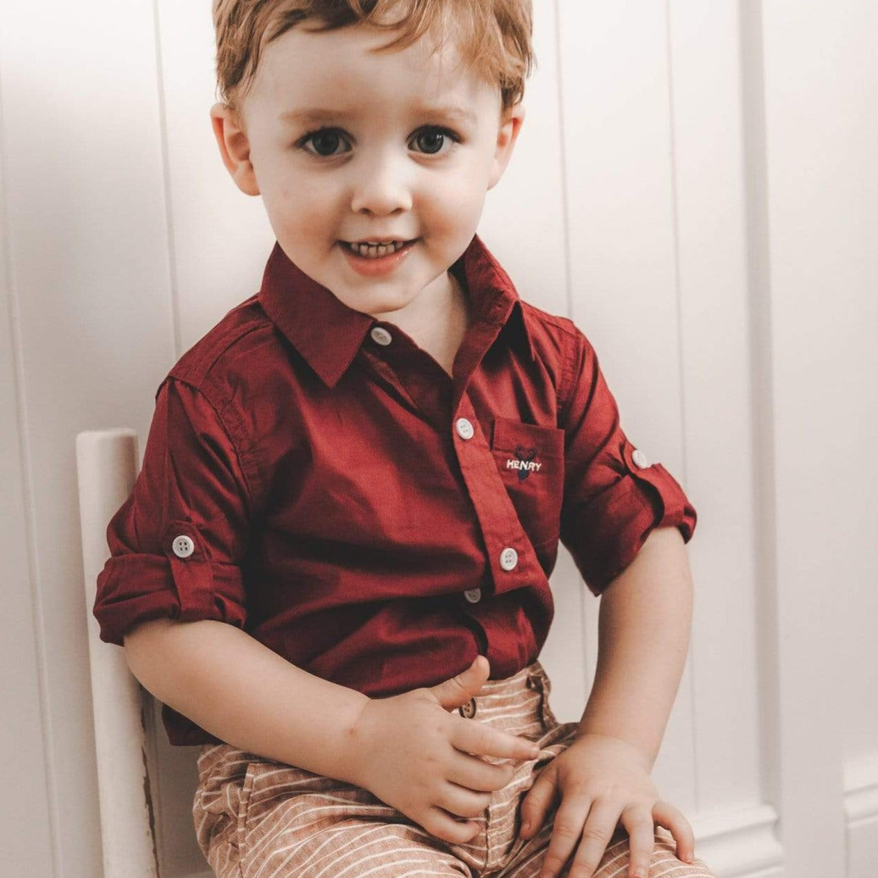 Love Henry Tops Boys Dress Shirt - Maroon