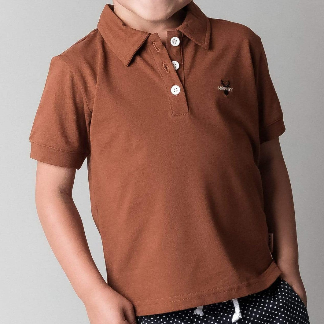 Love Henry Tops Boys Polo Shirt - Bronze