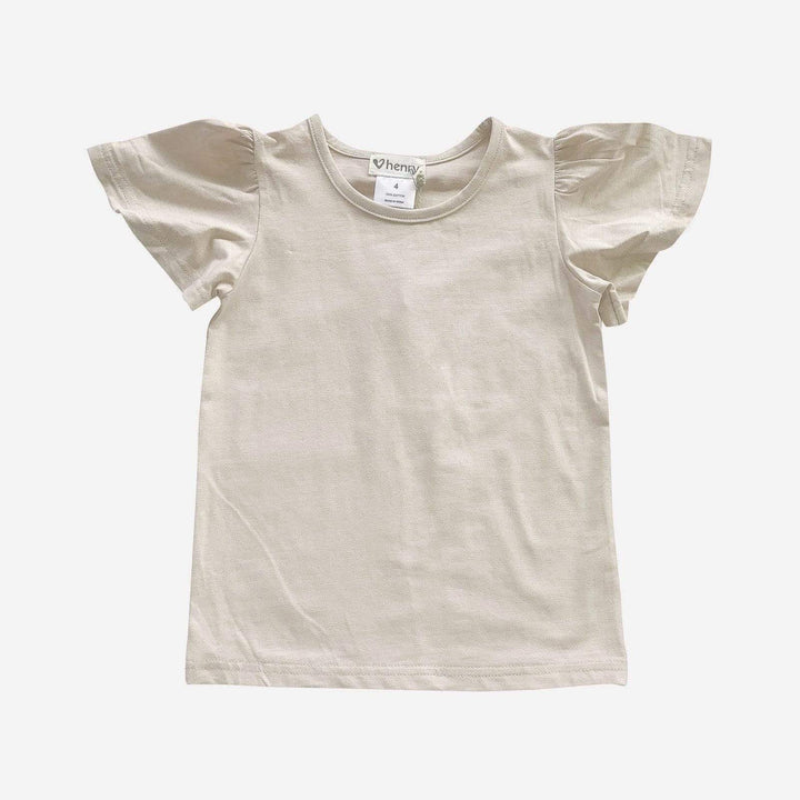 Love Henry Tops Girls Frill Sleeve Top - Cream