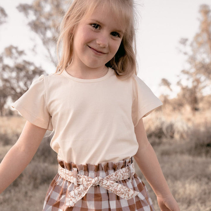 Love Henry Tops Girls Frill Sleeve Top - Cream
