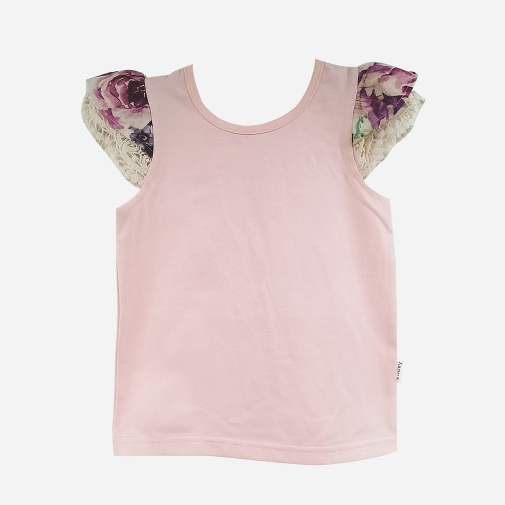 Love Henry Tops Girls Print Sleeve Top - Light Pink