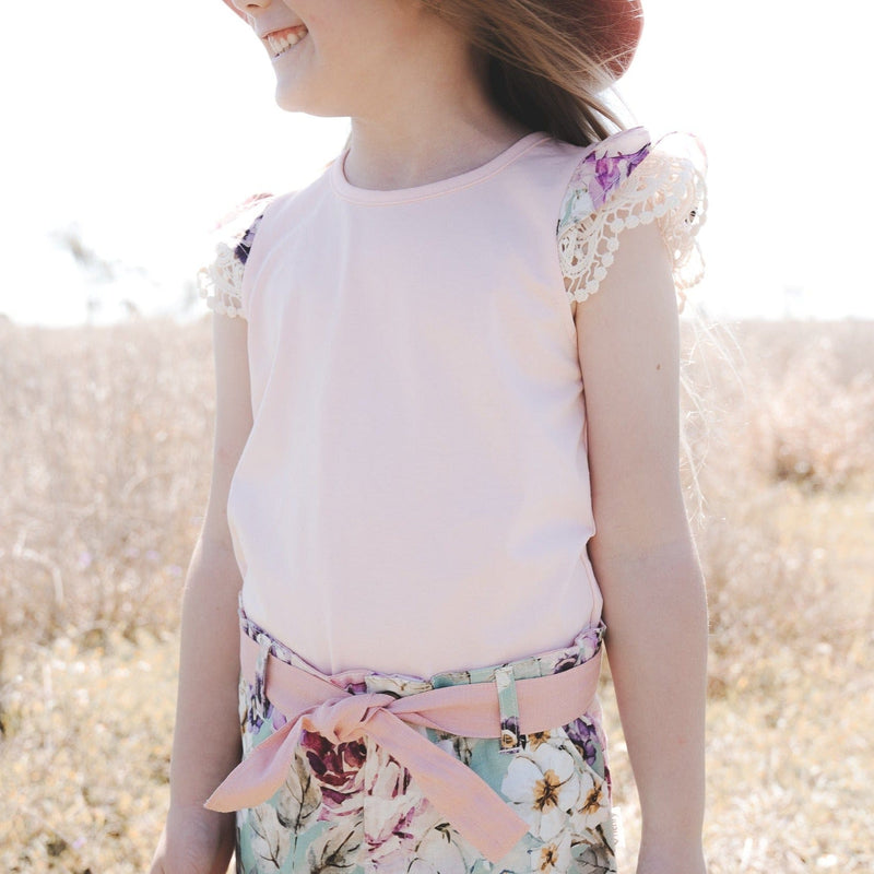 Girls Print Sleeve Top - Light Pink