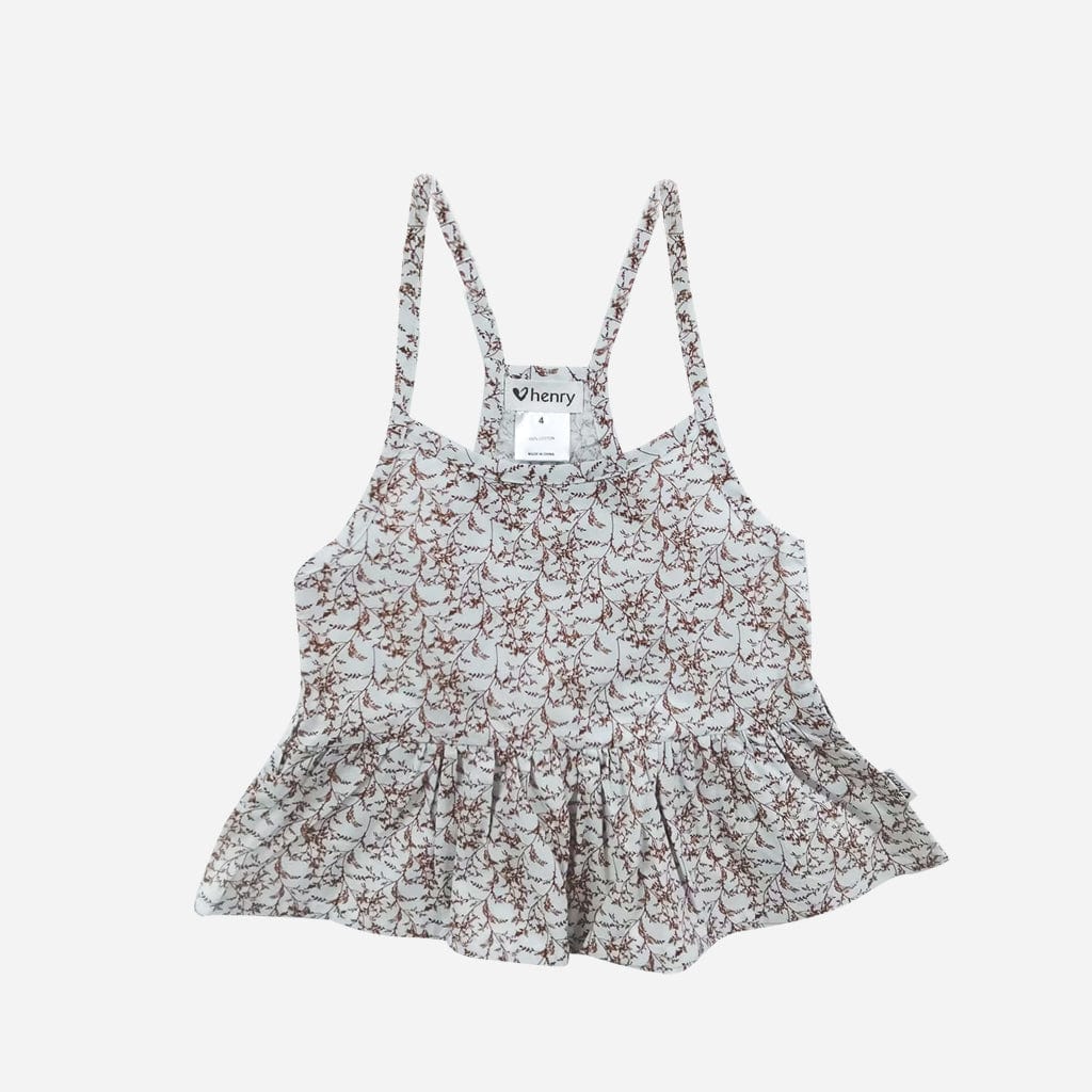 Love Henry Tops Girls Racer Back Floaty Top - Bronze Twig