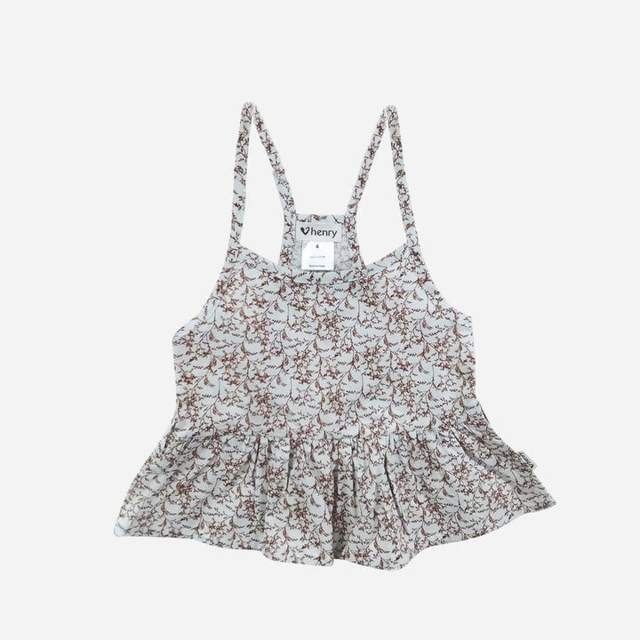 Love Henry Tops Girls Racer Back Floaty Top - Bronze Twig